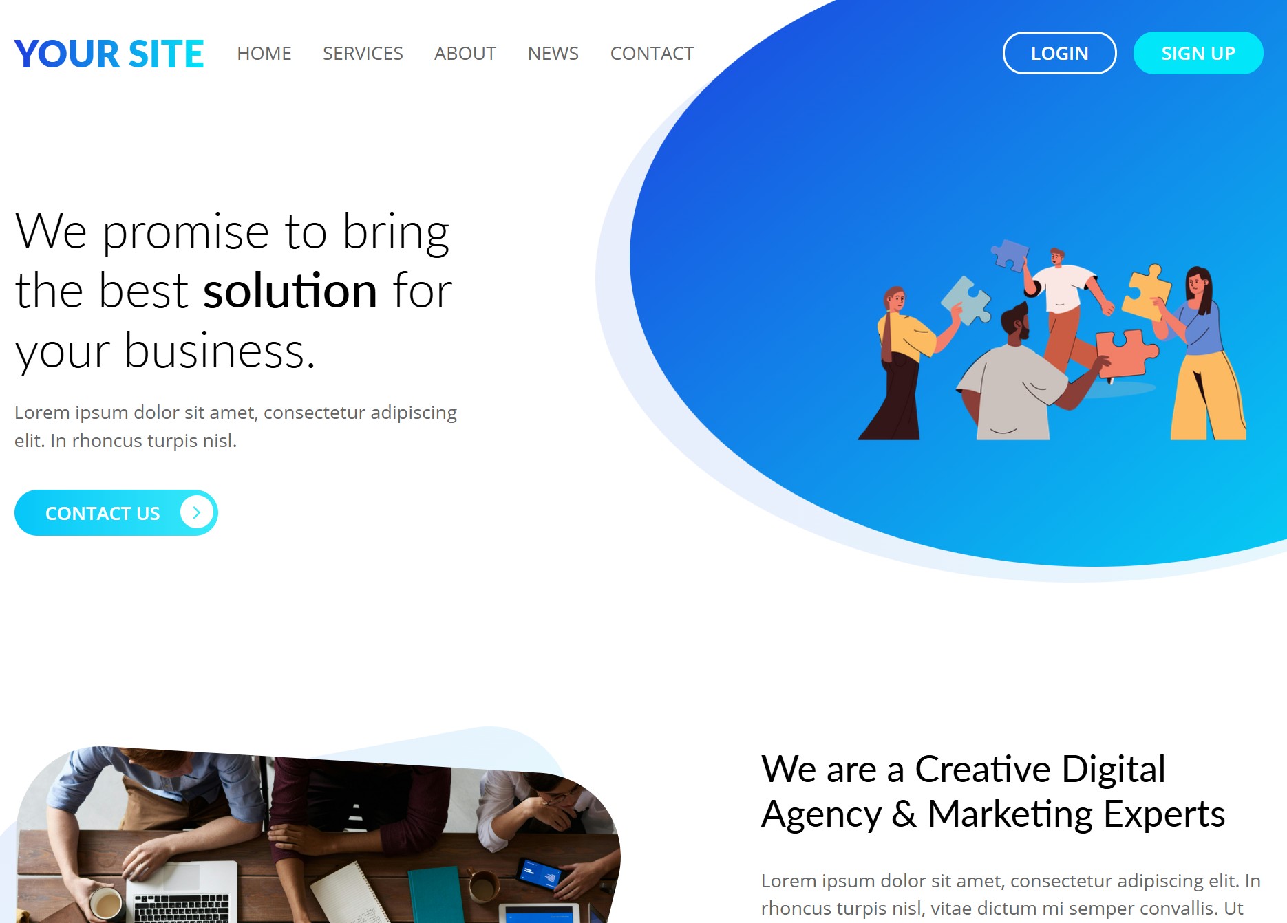 Business website template with services and contact sections